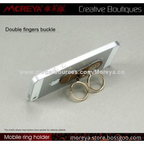 Mobile Phone Ring Holder and Stand for All Mobile Phones, Zinc Alloy Material, Double Finger RingsNew